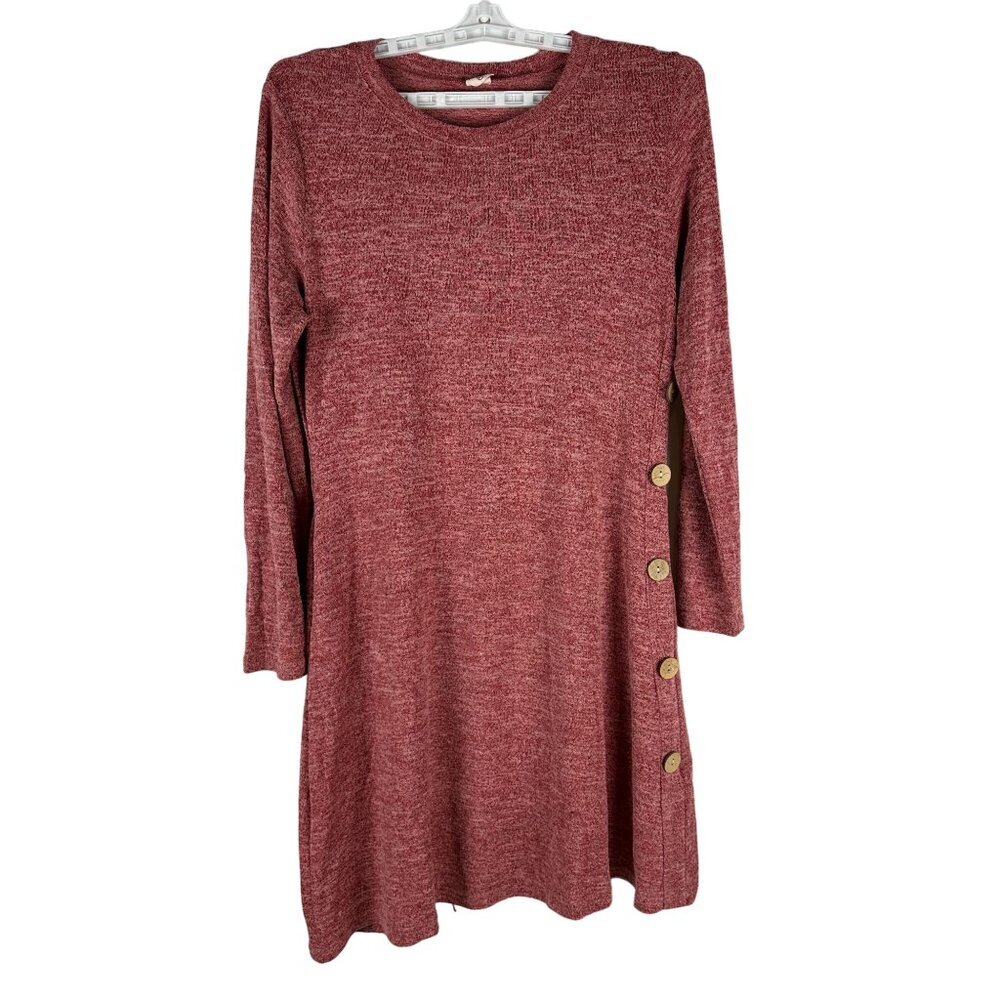 Jar Of Love Womens Size XL Red Knit Dress w/ Side Button Detail